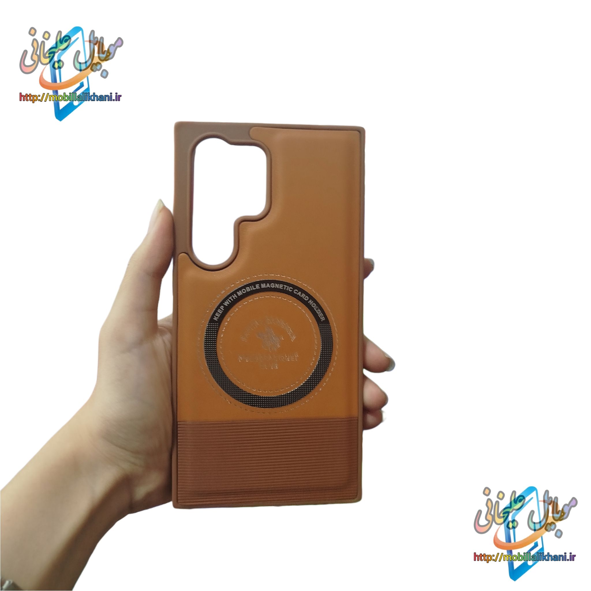 گارد سامسونگ S24 Ultra چرمی قهوه‌ای روشن